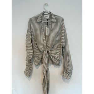 Ba&sh striped long sleeve top sash tie closure at front Size large NWT